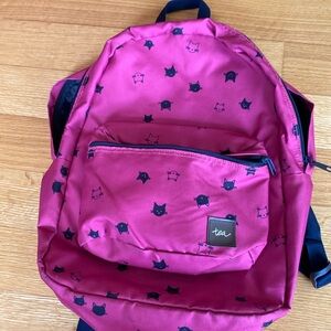 Tea Collection pink backpack with cat faces